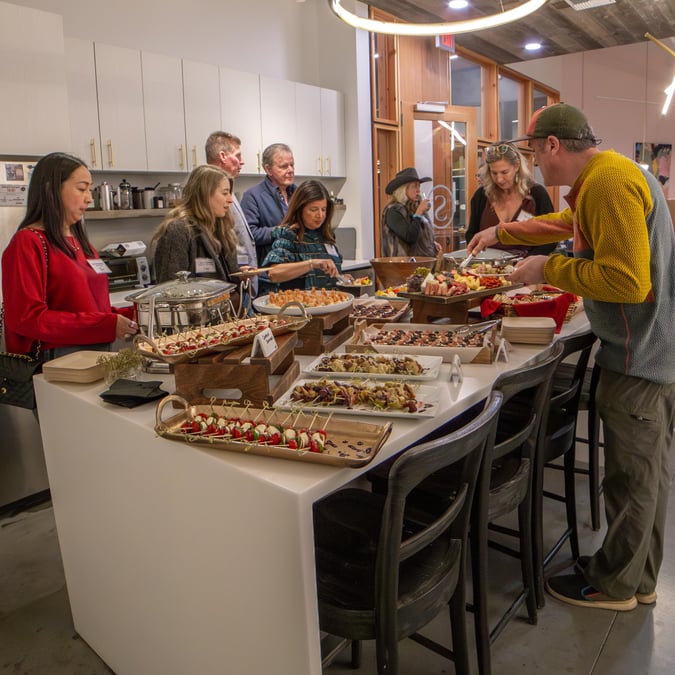 The catered spread at the Faces of Bozeman launch party