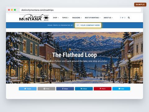 A feature page on distinctlymontana.com, sample mockup